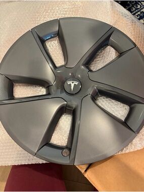 Tesla Dark Gray Five-Spoke Wheel Cover with Center T Emblem